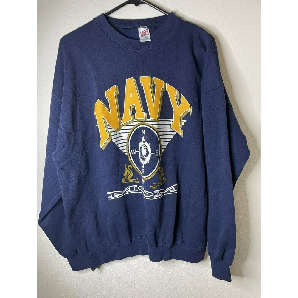 Vintage Soffe Sweater Adult Large US Navy Mom Blue Casual 90s Retro XL 46-48